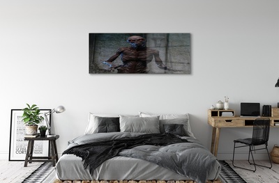 Pintura em vidro Uma figura assustadora no prédio