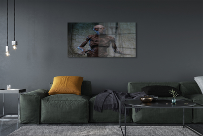 Pintura em vidro Uma figura assustadora no prédio