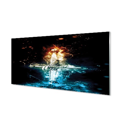 Pintura em vidro Espada de fumaça colorida