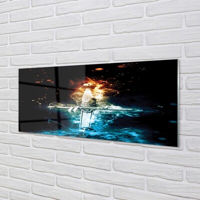 Pintura em vidro Espada de fumaça colorida