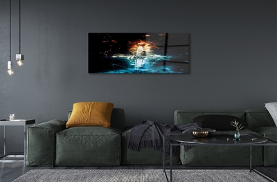 Pintura em vidro Espada de fumaça colorida