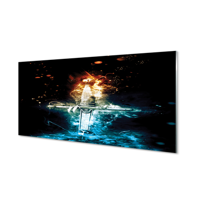 Pintura em vidro Espada de fumaça colorida