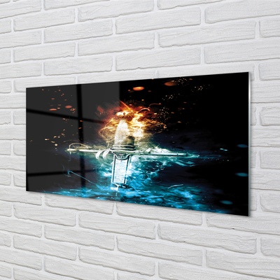 Pintura em vidro Espada de fumaça colorida