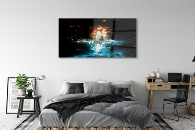 Pintura em vidro Espada de fumaça colorida