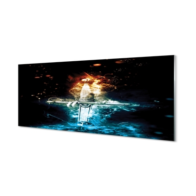 Pintura em vidro Espada de fumaça colorida