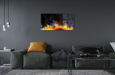 Pintura em vidro Fractais amarelo-azulados