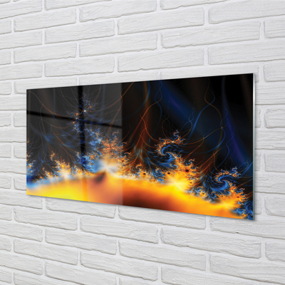 Pintura em vidro Fractais amarelo-azulados