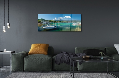 Quadro de vidro Grécia Marina mar montanhas