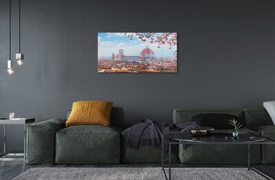 Pintura em vidro Panorama da Catedral da Itália à noite