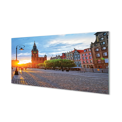 Pintura em vidro Nascer do sol na Cidade Velha de Gdansk