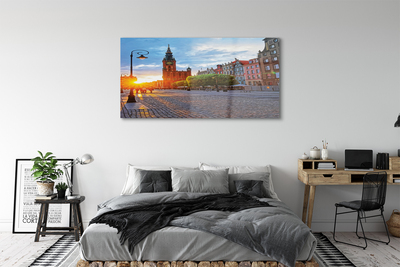 Pintura em vidro Nascer do sol na Cidade Velha de Gdansk