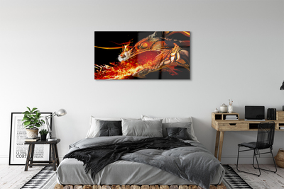 Quadro de vidro Dragão cuspidor de fogo