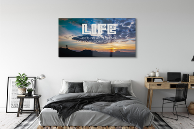 Quadro de vidro Inscrição no céu do pôr do sol