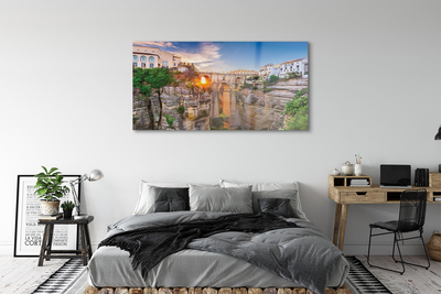 Quadro de vidro Pôr do sol na Ponte da Espanha