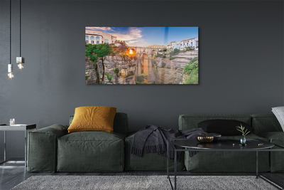 Quadro de vidro Pôr do sol na Ponte da Espanha