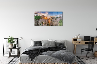 Quadro de vidro Pôr do sol na Ponte da Espanha