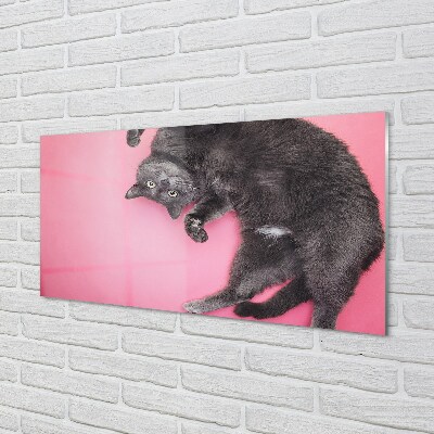 Pintura em vidro Gato deitado