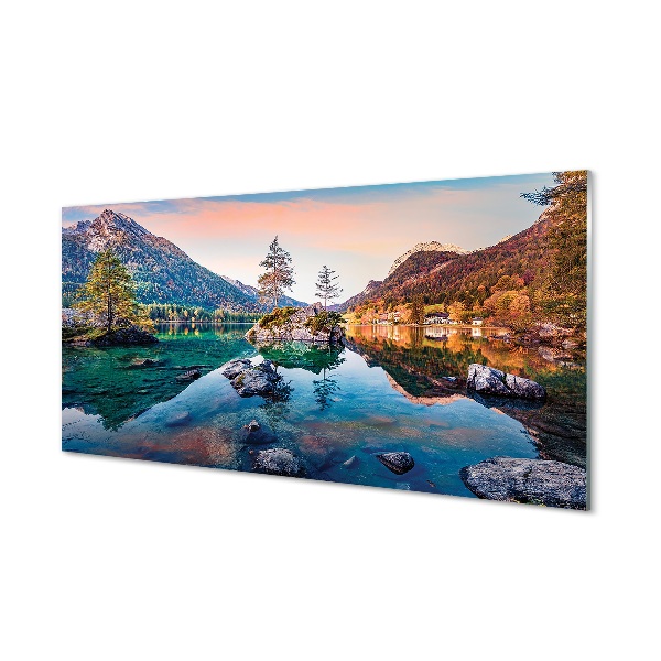 Pintura em vidro Alemanha Montanhas Alpes Outono Lago