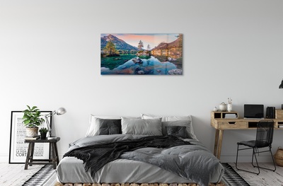 Pintura em vidro Alemanha Montanhas Alpes Outono Lago
