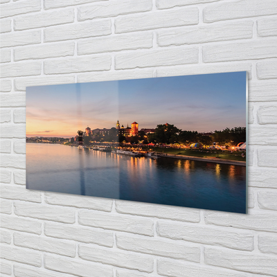 Quadro de vidro Castelo do Rio Sunset de Cracóvia