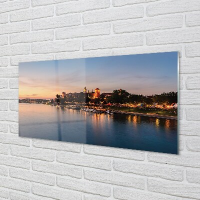 Quadro de vidro Castelo do Rio Sunset de Cracóvia