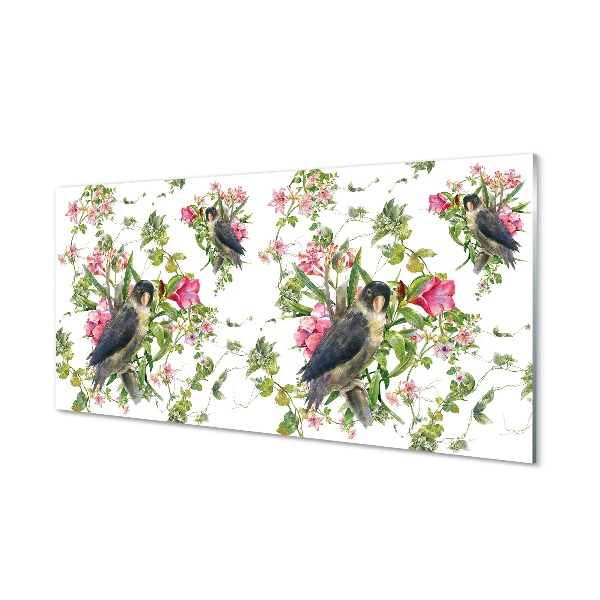 Quadro de vidro Pássaros em um galho