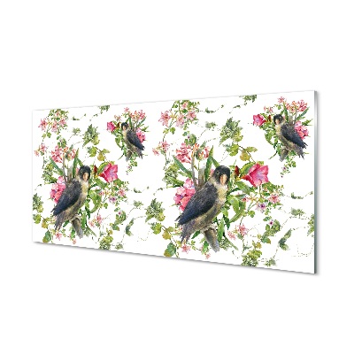 Quadro de vidro Pássaros em um galho