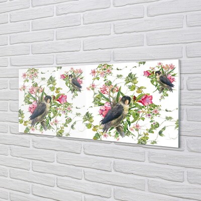 Quadro de vidro Pássaros em um galho