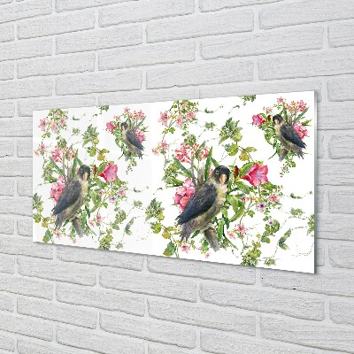 Quadro de vidro Pássaros em um galho