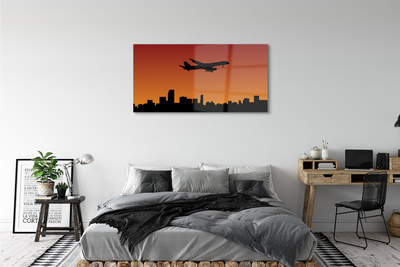 Quadro de vidro Pôr do sol e céu de avião