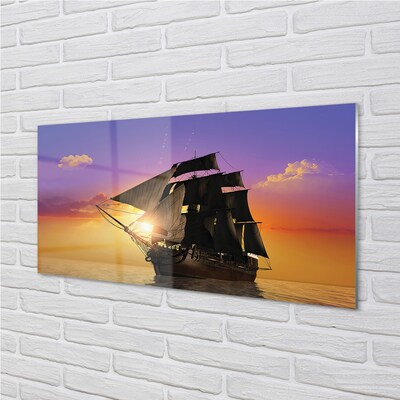 Pintura em vidro Navio céu colorido mar