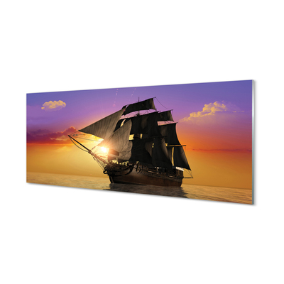 Pintura em vidro Navio céu colorido mar