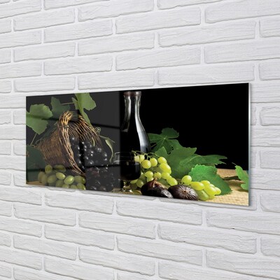 Pintura em vidro Cesta de folhas, uvas, vinho