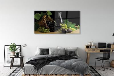 Pintura em vidro Cesta de folhas, uvas, vinho