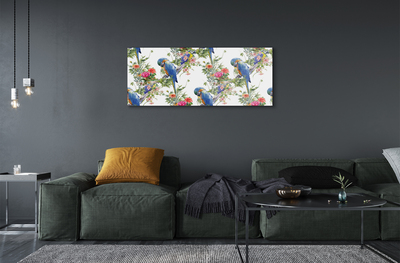 Pintura em vidro Pássaros em um galho com flores