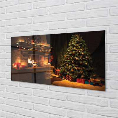 Quadro de vidro Decorações para lareira de árvore de Natal