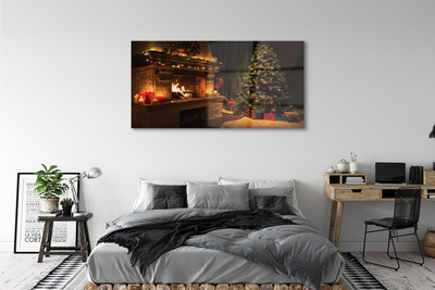 Quadro de vidro Decorações para lareira de árvore de Natal