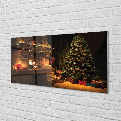 Quadro de vidro Decorações para lareira de árvore de Natal