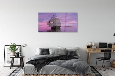 Pintura em vidro Navio céu roxo mar