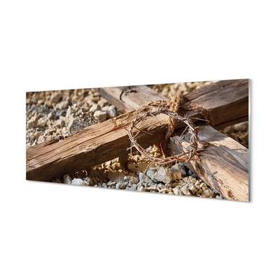 Pintura em vidro Cruz, pedras, espinhos