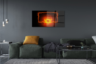 Pintura em vidro Bola de basquete de fogo