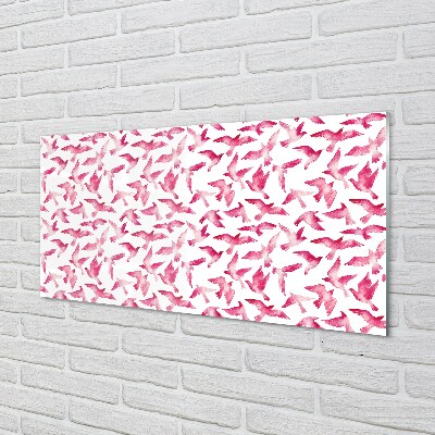 Quadro de vidro pássaros cor de rosa