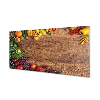 Quadro de vidro Tábua de aspargos, abacaxi e maçã