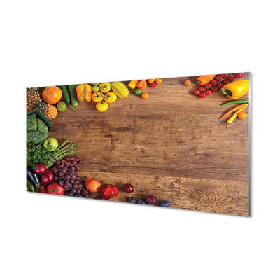 Quadro de vidro Tábua de aspargos, abacaxi e maçã