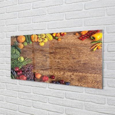 Quadro de vidro Tábua de aspargos, abacaxi e maçã