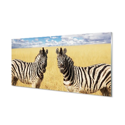 Quadro de vidro Campo de zebras