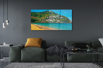 Quadro de vidro Espanha Praia Montanhas Cidade