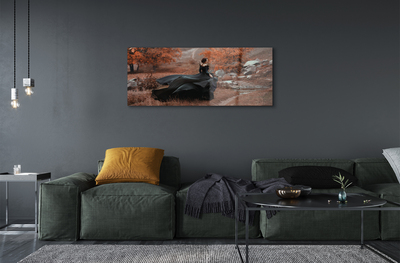 Pintura em vidro Mulher montanhas de outono