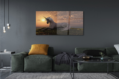 Pintura em vidro Pôr do sol na Montanha Unicórnio