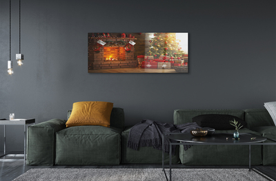 Quadro de vidro Presentes para lareira de árvore de Natal